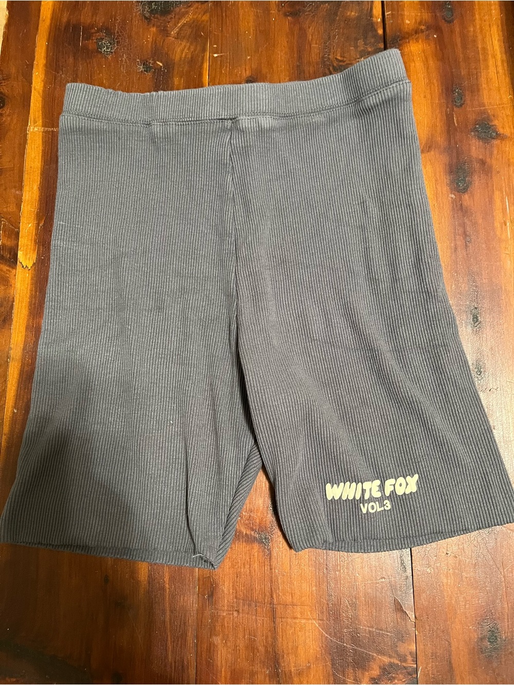 White Fox Vol.3 Ribbed Gray Biker Shorts